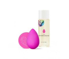 Beauty Blender Base Station Essentials Set: Violet Makeup Sponge + Liquid Blender Cleanser + Cleansing Mat - MEDUSÉ
