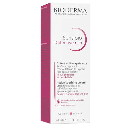 Crema de fata calmanta Bioderma Sensibio Defensive Rich, pentru ten sensibil, 40 ml - MEDUSÉ